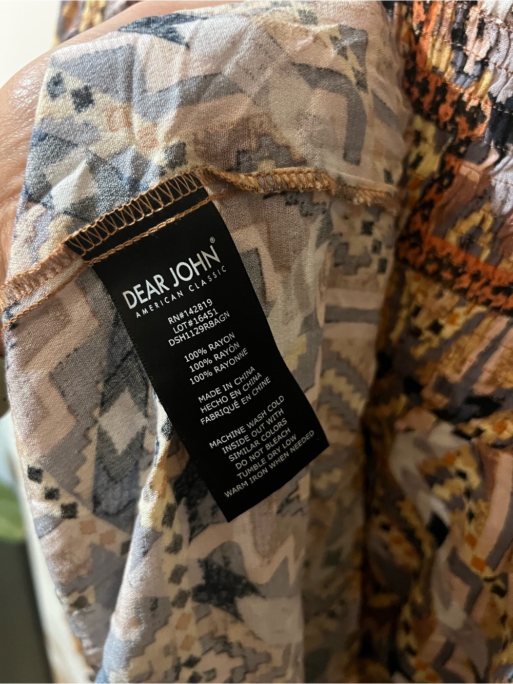 Dear John Brown Multi Printed V-Neck Peasant Blouse - Picture 5 of 5